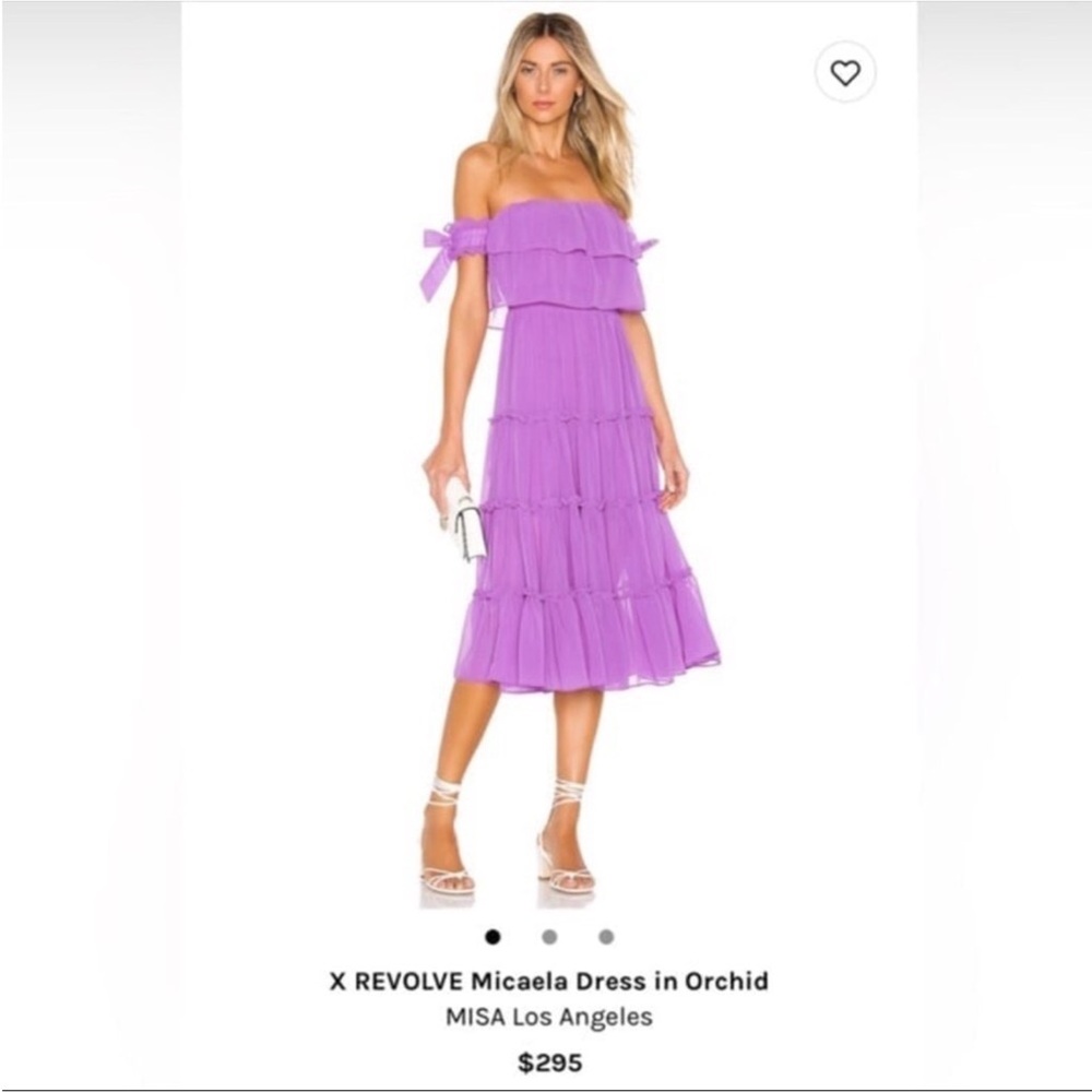 Misa Los Angeles off shoulder tiered dress purple M